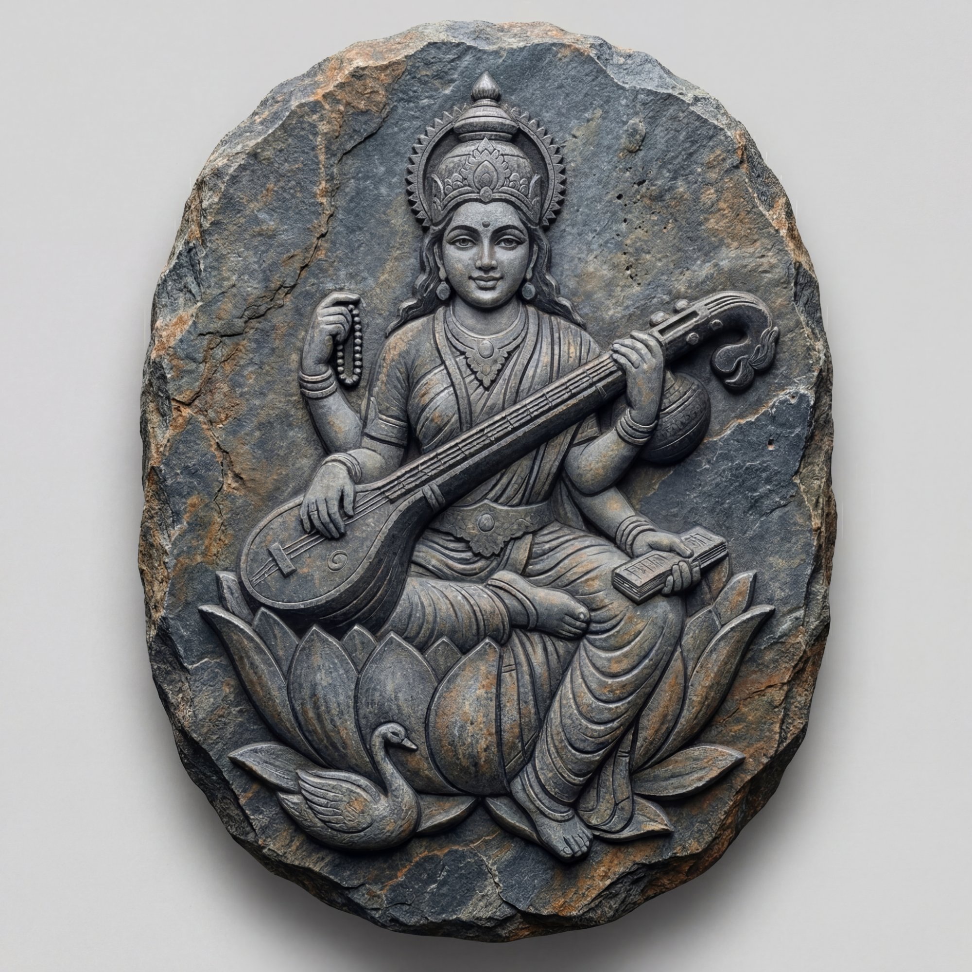 Saraswati stone engraving